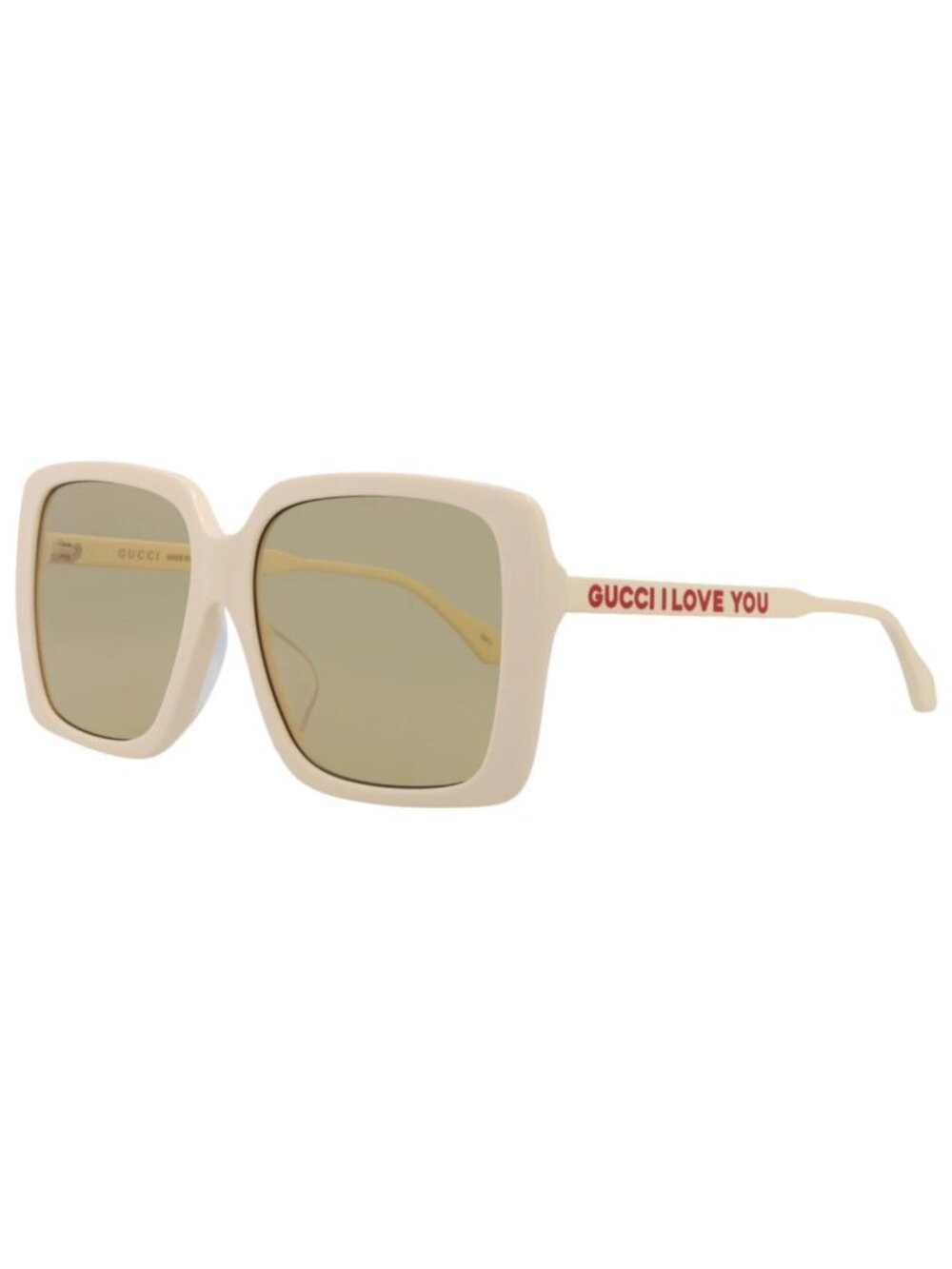 New Gucci Women's Eyeglasses Square Rectangle Ivory Ivory Brown